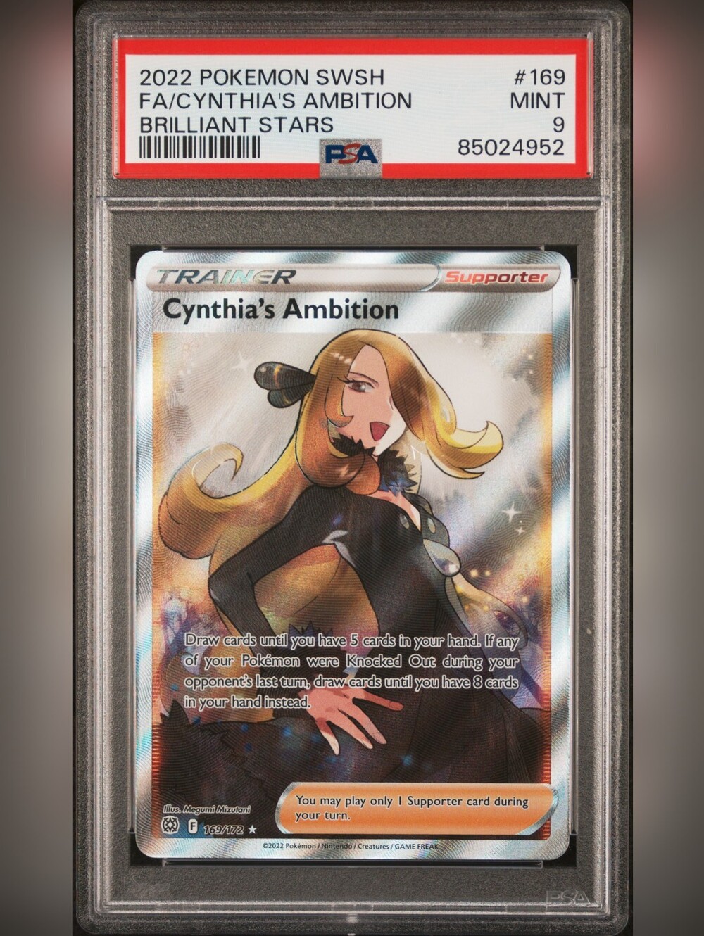 PSA 9 Cynthia’s Ambition 169/172 Brilliant Stars Full Art Pokémon Card